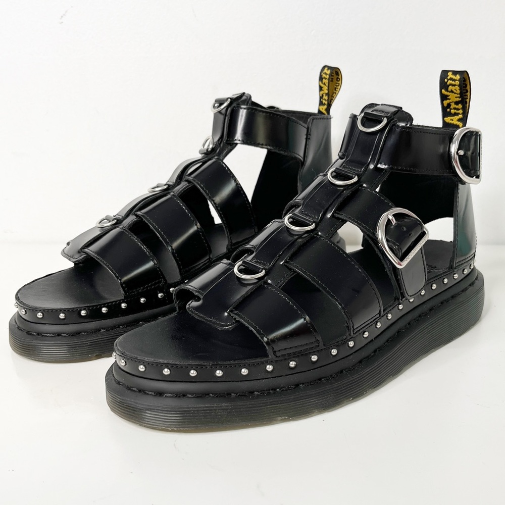 NEW Dr Martens Mackaye Hardware Leather Strap Sandals Black - Picture 3 of 12